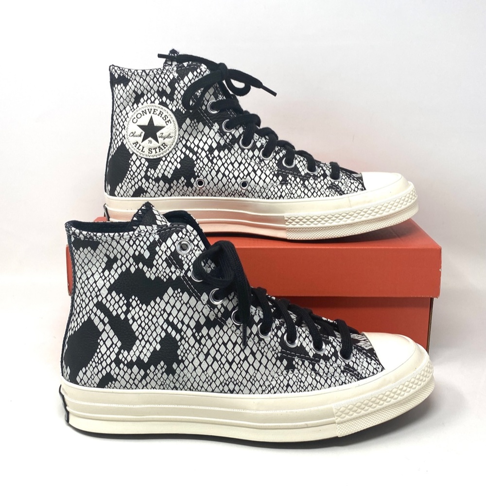 Converse Chuck 70 All Star High Top Egret Black Leather Women Sneakers 570355C - Picture 5 of 8